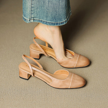Chic äkta läder slingback-klackar