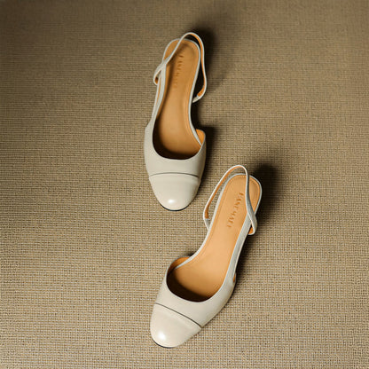 Chic äkta läder slingback-klackar