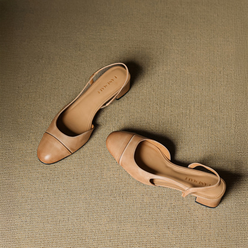 Chic äkta läder slingback-klackar