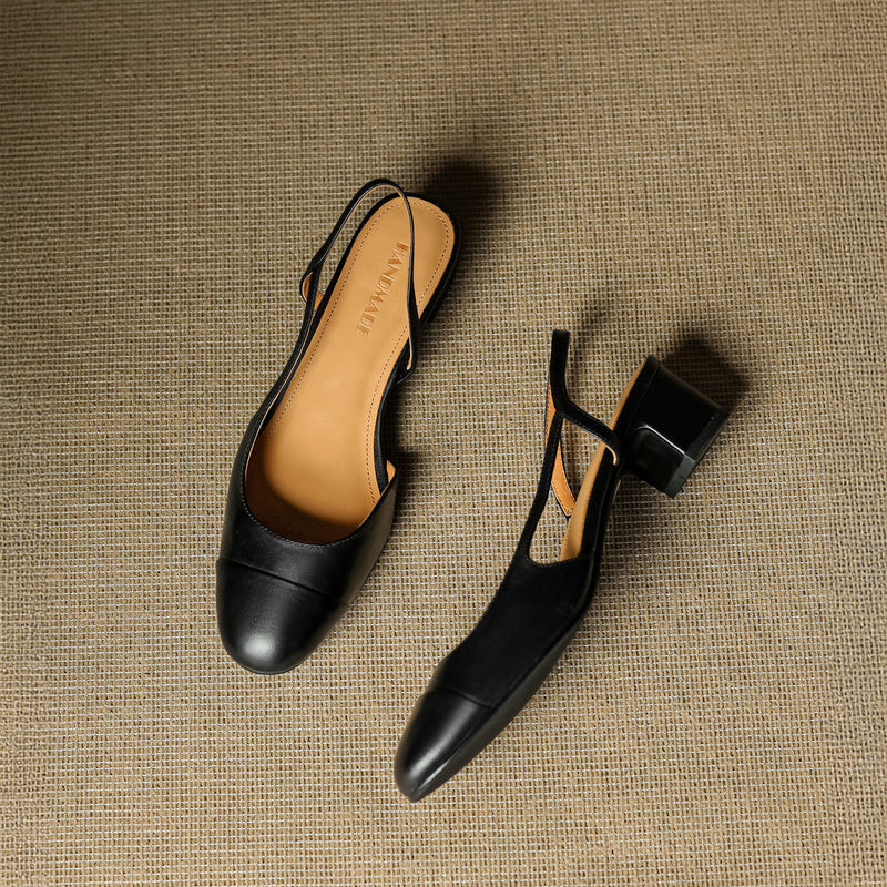 Chic äkta läder slingback-klackar