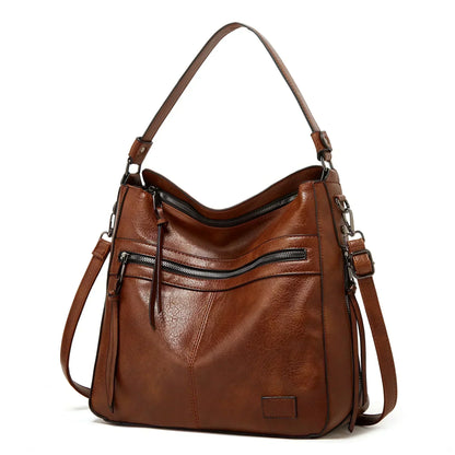 Valdey - läder slouchy hobo-väska