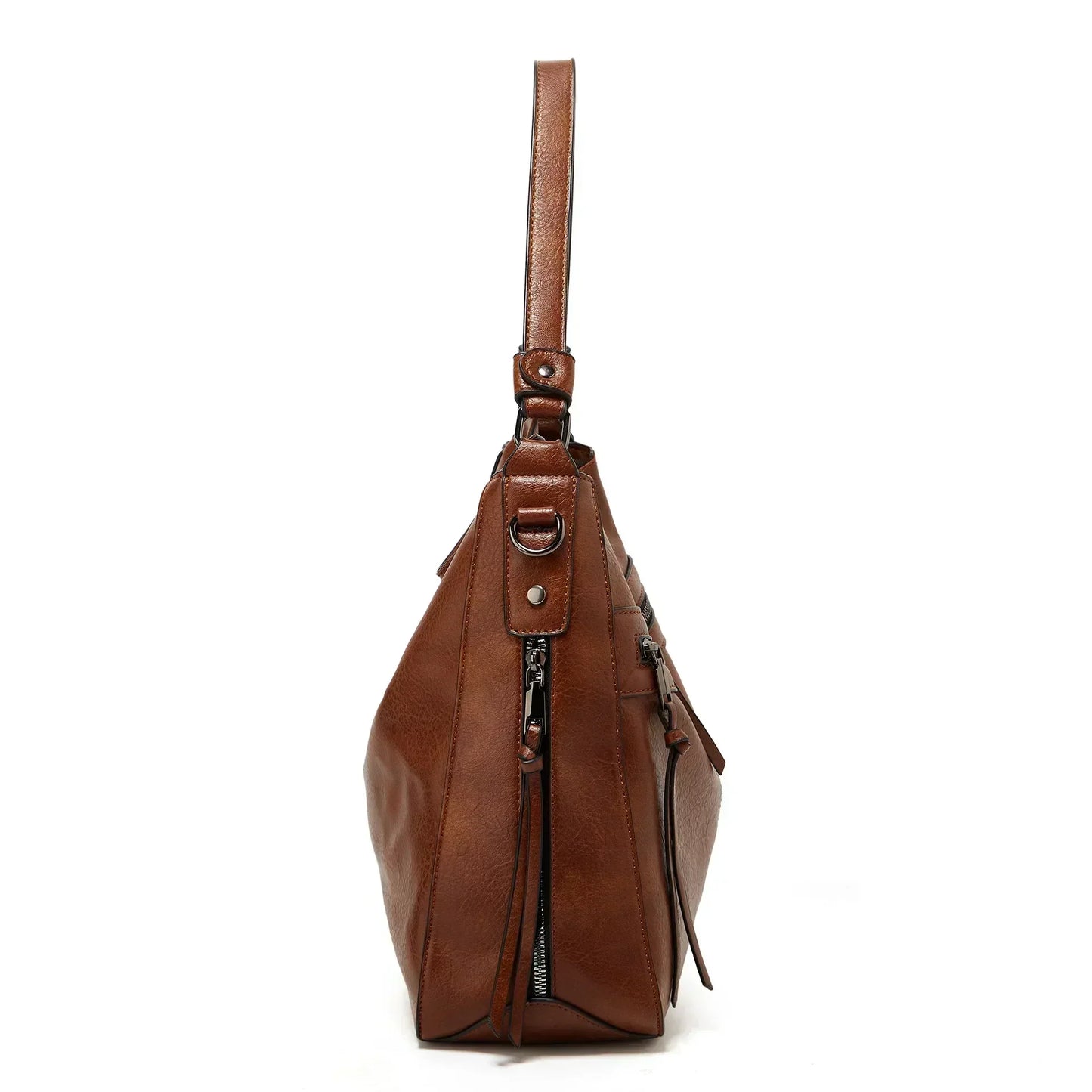 Valdey - läder slouchy hobo-väska