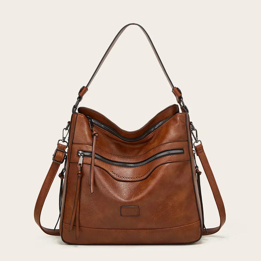 Valdey - läder slouchy hobo-väska