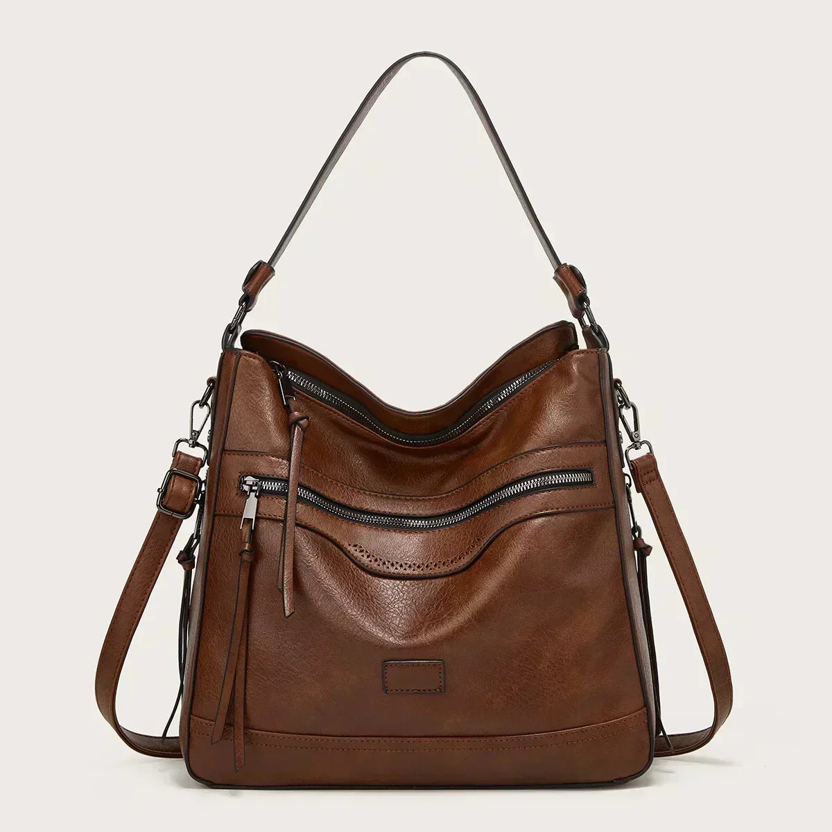 Valdey - läder slouchy hobo-väska