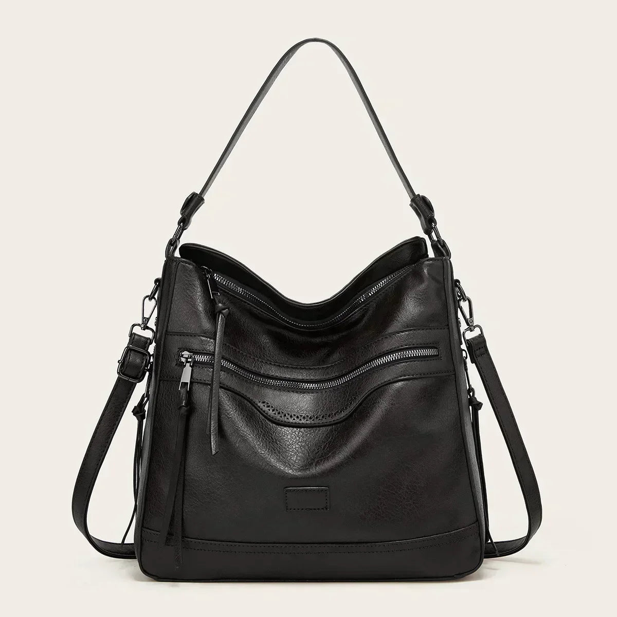 Valdey - läder slouchy hobo-väska